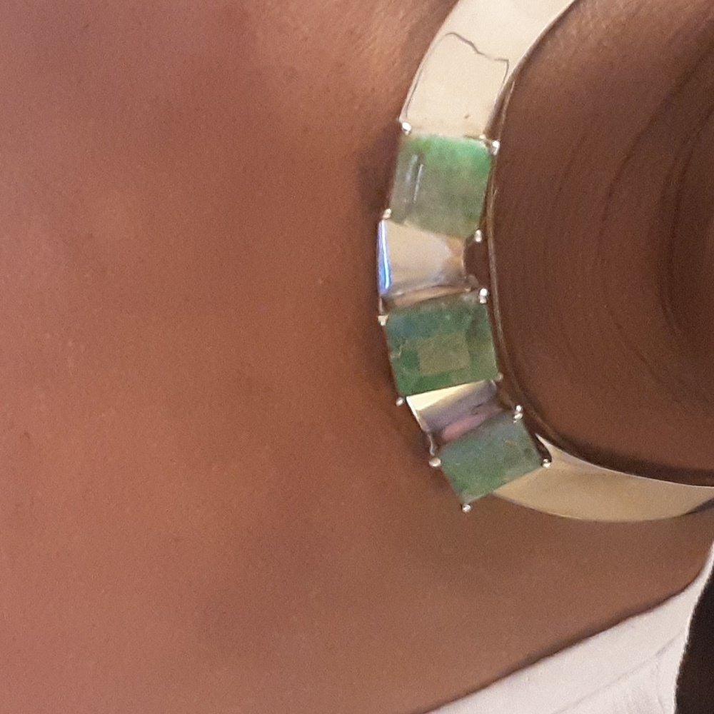 STERLING CUFF NECKLACE W STONES